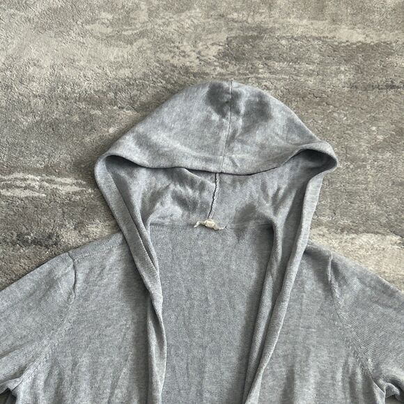 Eileen Fisher Cardigan Sweater Womens Medium Open Hooded Organic Cotton Longline - Picture 4 of 7